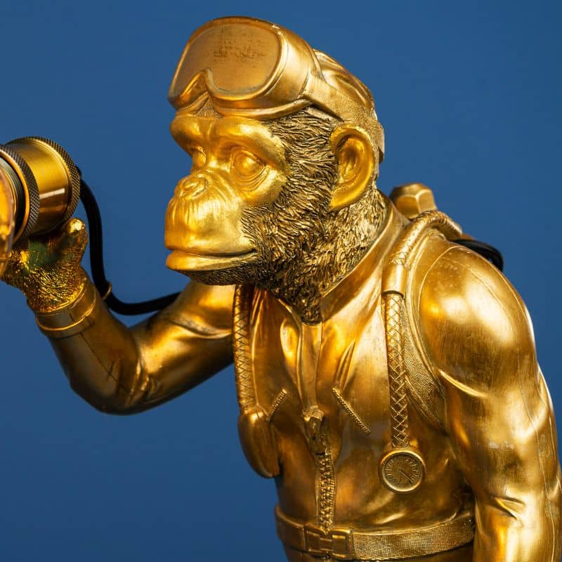 MAJDELTIER - Lampe à poser singe Diver Dan, or 2 MAJDELTIER Lampe a poser singe Diver Dan or 2