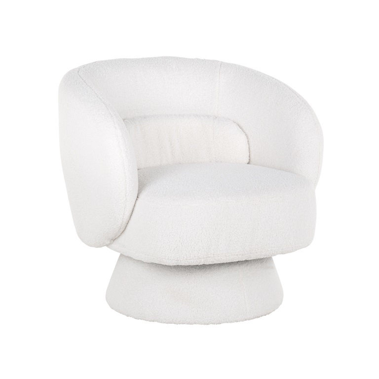 Fauteuil pivotant Senna-design-fourrure-blanche-majdeltier Fauteuil pivotant Senna