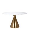table-repas-marbre-majdeltier Table de Repas Tenille Ø130 – Chic et modernité - marbre blac pied doré brossé