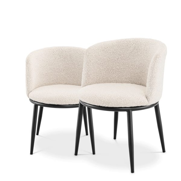 Chaises Filmore bouclé crème set de 2