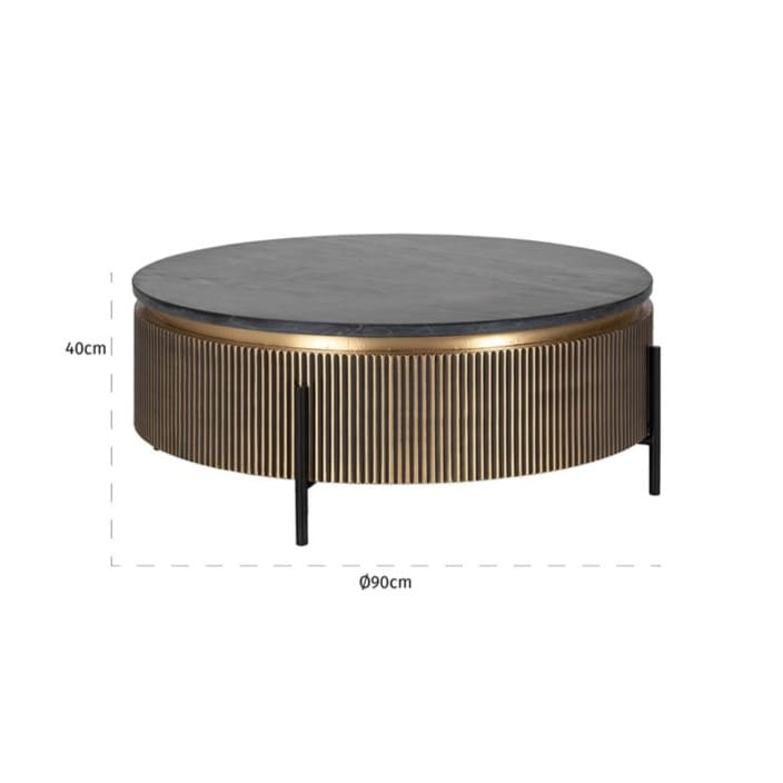 Table Basse Ronde Ironville laiton marbre noir majdeltier richmond 90O 3