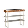 console-aston-majdeltier-cuir-chrome-bois Console Aston
