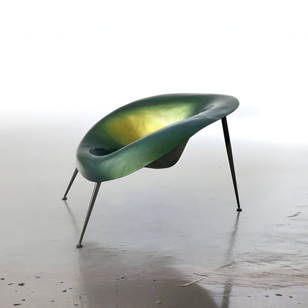 nido-imperfetto-lab-vert-majdeltier-design-2 Fauteuil sculpture Nido vert iridescent