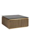 Table de Salon Carrée Ironville 90x90 cm – Marbre Noir, Laiton Nervuré & Esprit Mid-Century Modern