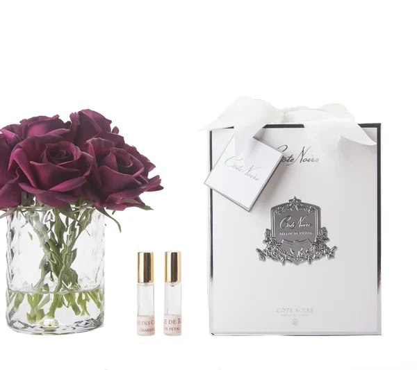 Cote Noire - Fleur à chevrons - Boutons de rose - Transparent - Rouge carmin