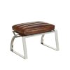 ottoman-biarrtiz-chaise-madrid-cuir-vintage-majdeltier-2 Ottoman Biarritz en cuir pleine fleur brun avec structure en inox poli miroir, repose pied
