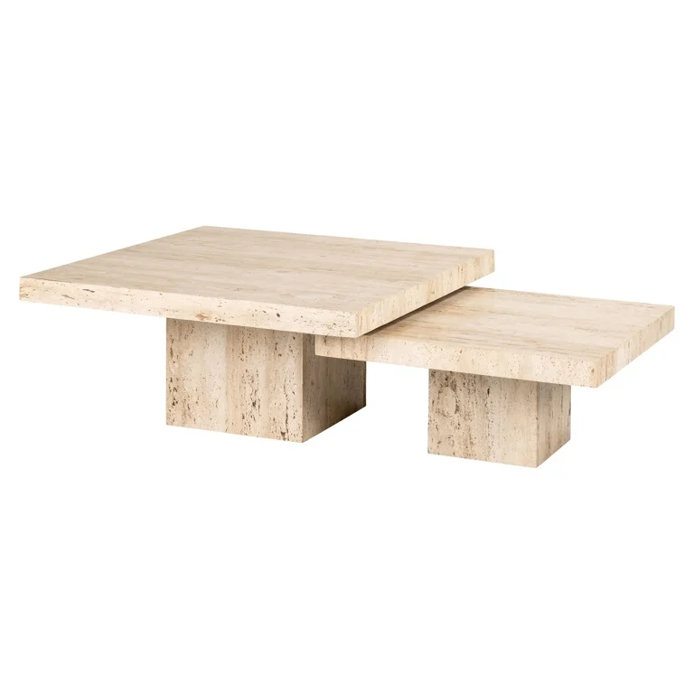 table-travertin-salon-majdeltier Tables Basses En Travertin carré