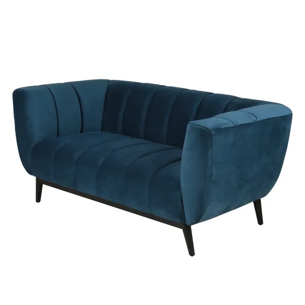 Canapé Amaro Bleu 2 Places En Velours