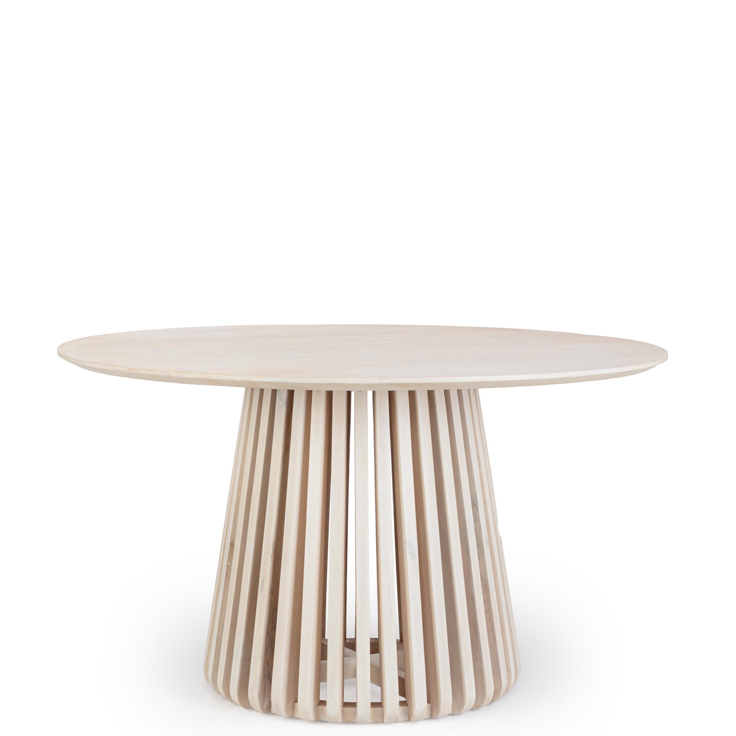 Table De Repas Ronde Orlando Blanche - Une table en manguier blanchit