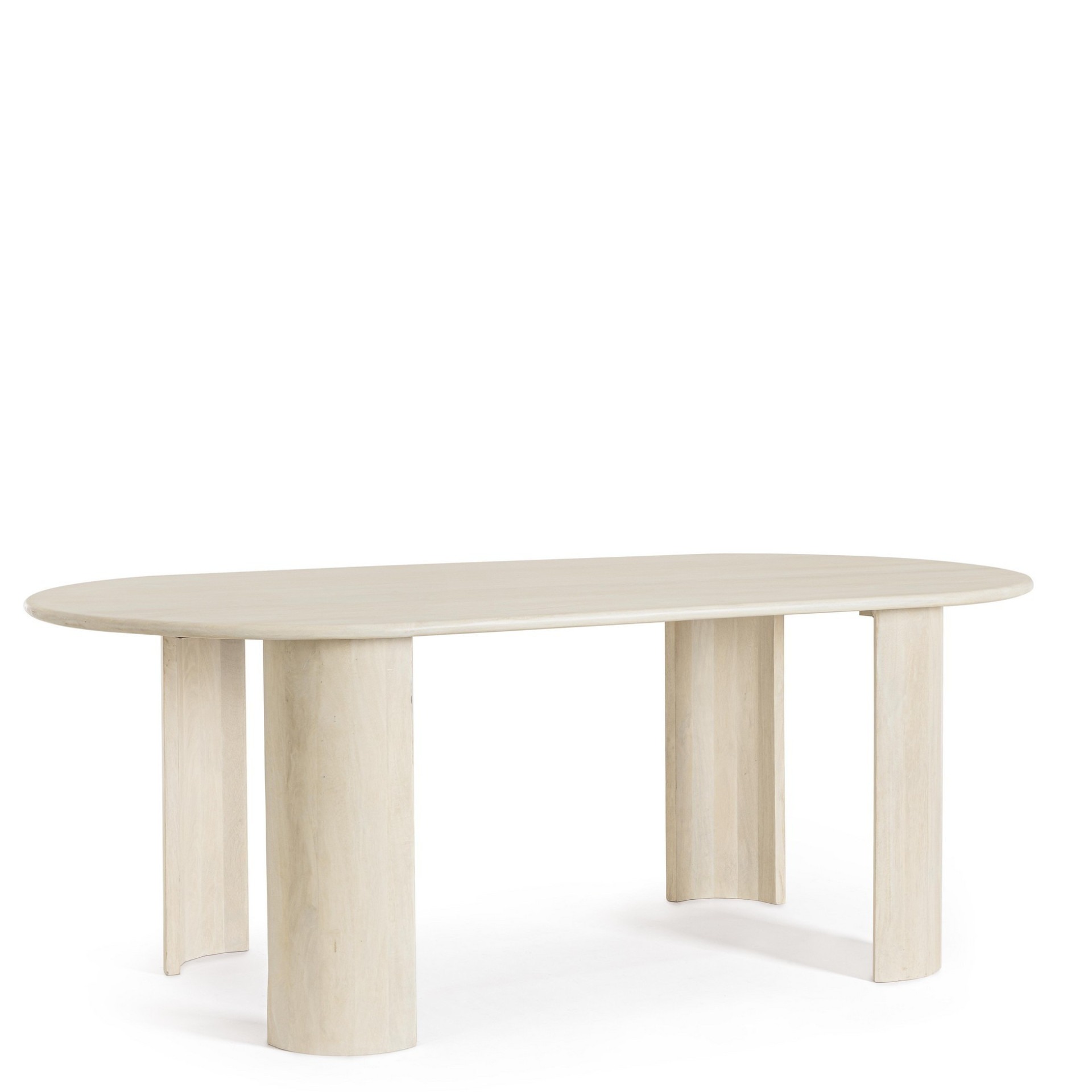 Table De Repas Ovale Rolo Blanche Table De Repas Ovale Rolo Blanche - Beauté du bois, Manguier blanchi
