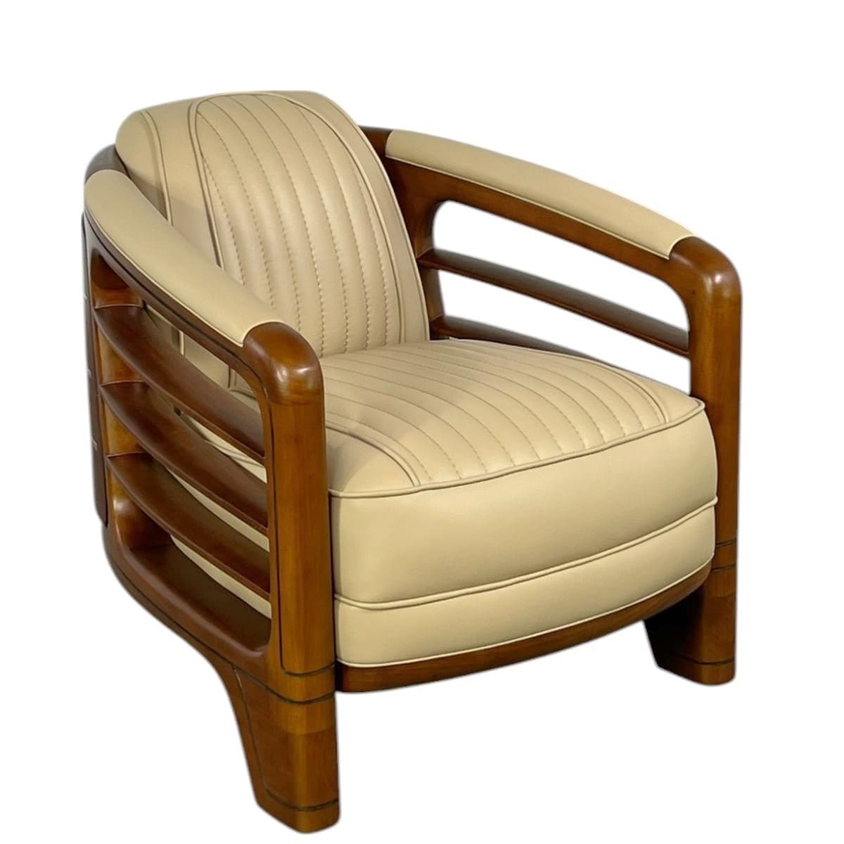 Fauteuil Club -riviera-Cuir beige-majdeltier-0 Fauteuil Club Riviera Cuir Beige