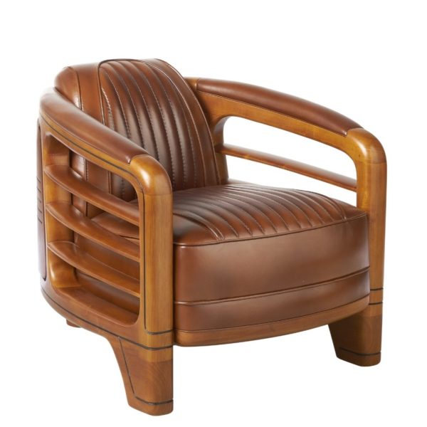 Fauteuil Club Monaco Cuir Vintage