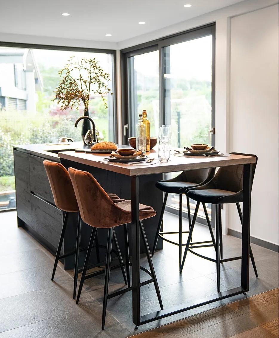 Tabouret snack darius velours chocolat 1 Tabouret snack darius velours chocolat 1