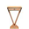 IXTAC11 face Console DELTA avec 1 tiroir design triangle teinte naturel art deco chrome majdeltier