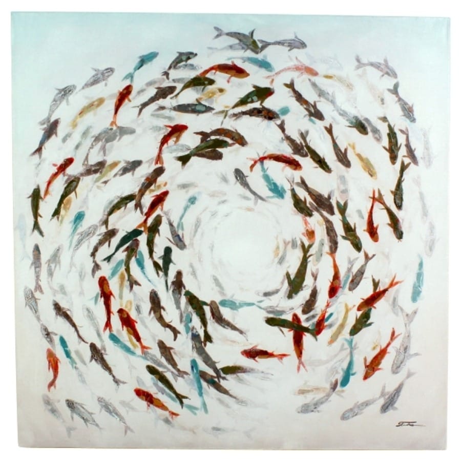 Peinture Tourbillon De Poissons Colorés (1) Peinture Tourbillon De Poissons Colores 1