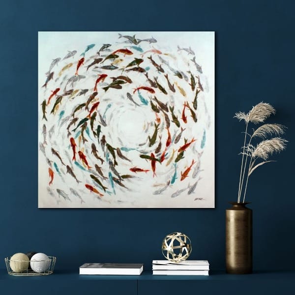 Peinture Tourbillon De Poissons Colorés 2 Peinture Tourbillon De Poissons Colores 2