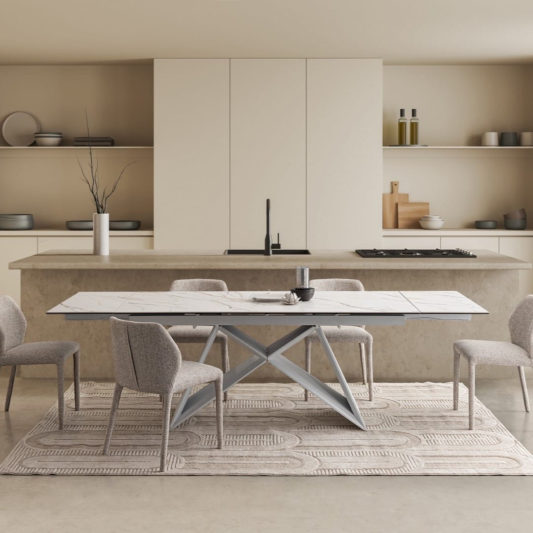 Table de repas céramique extensible aliisa d Table céramique extensible aliisa blanche