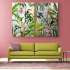 Tableau En Diptyque Jungle Exotique fond argenté 3 Tableau En Diptyque Jungle Exotique fond argente 3