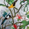 Tableau En Diptyque Jungle Exotique fond argenté 5 Tableau En Diptyque Jungle Exotique fond argente 5