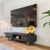 meuble tv Hunter- chene noir-brossé-majdeltier-190cm-design meuble tv Hunter chene noir brosse majdeltier 190cm design