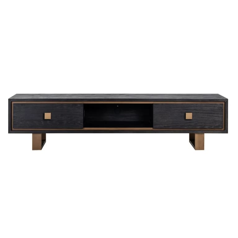 meuble tv Hunter- chene noir-brossé-majdeltier-190cm3 meuble tv Hunter chene noir brosse majdeltier 190cm3