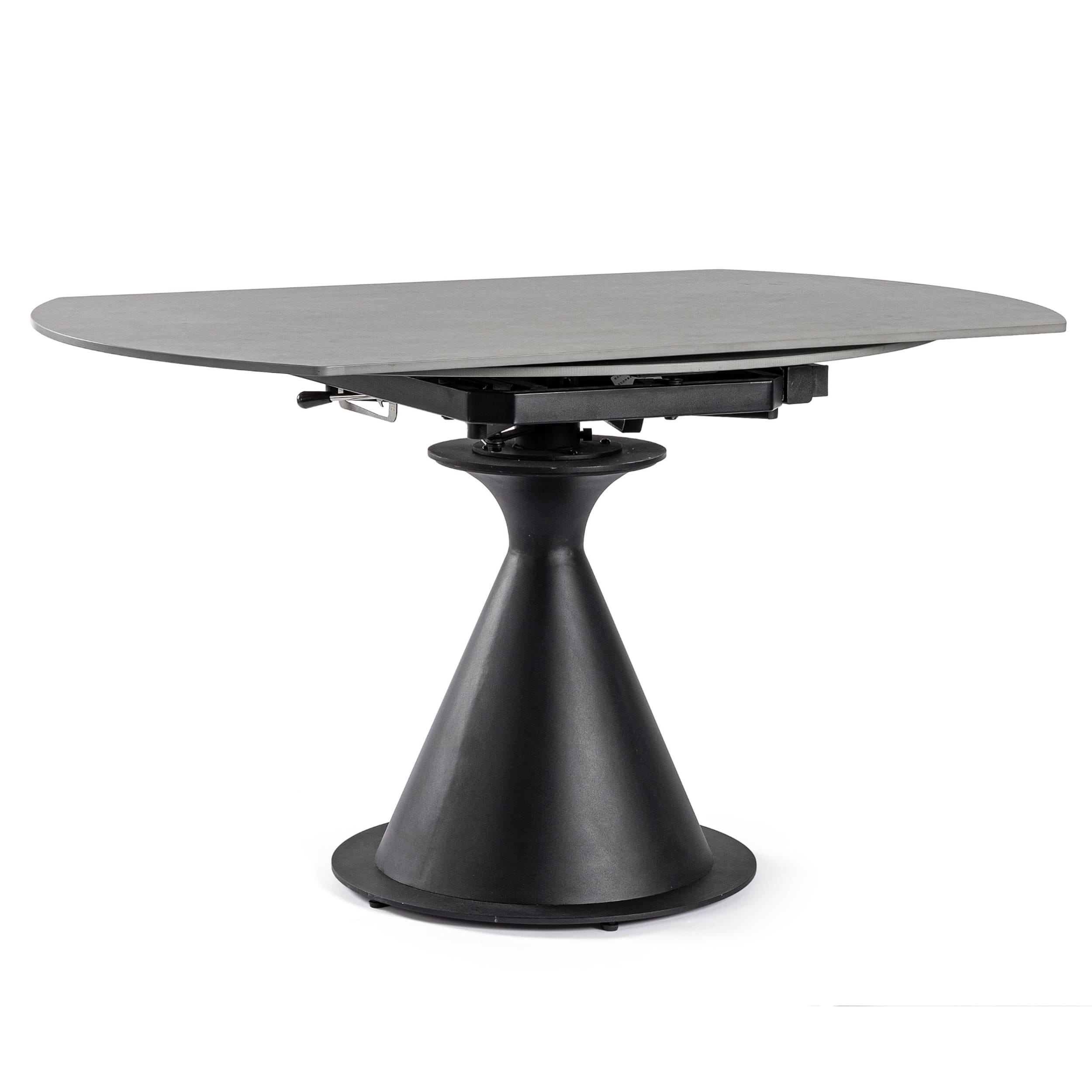 Table Ronde Ceramique Extensible Enro marbre gris majdeltier pied central conique2