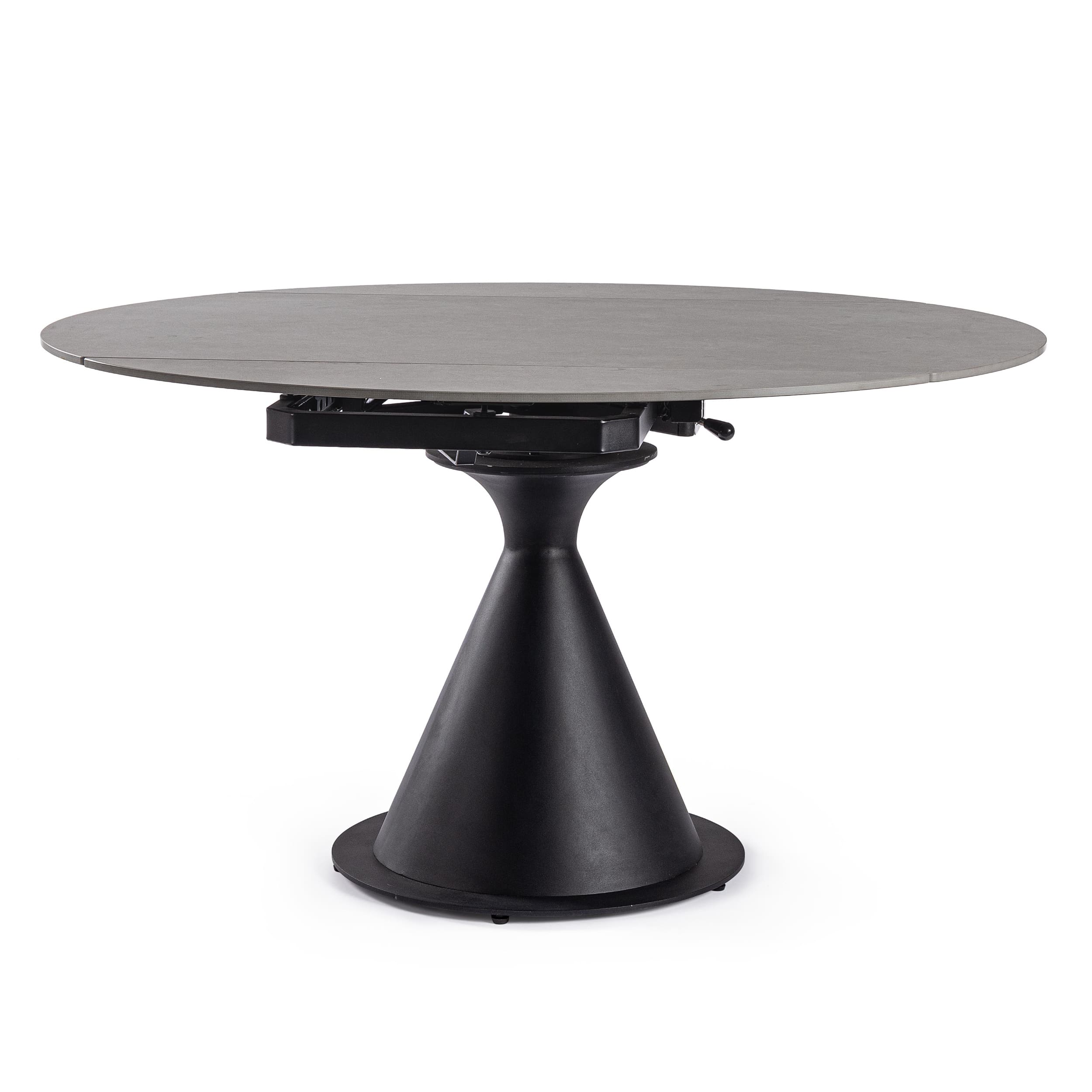 Table Ronde Ceramique Extensible Enro marbre gris majdeltier pied central conique3