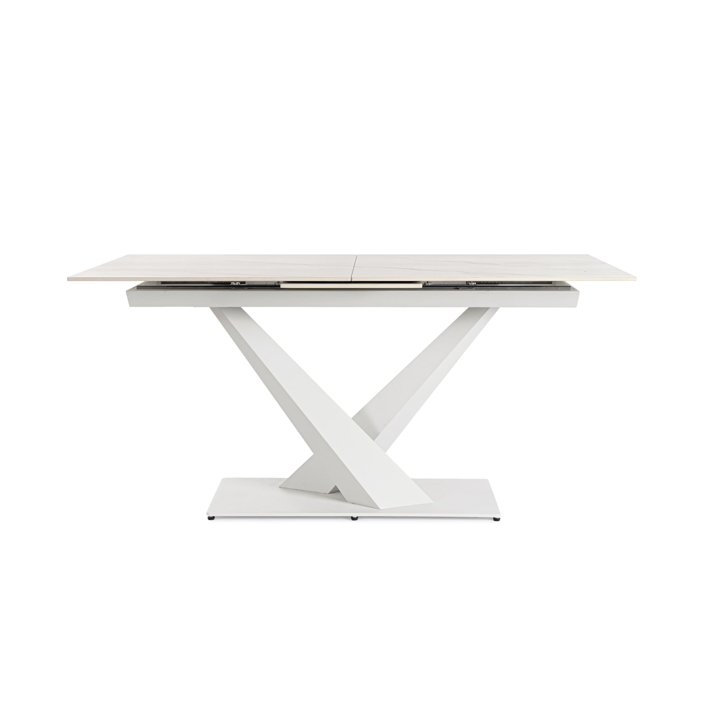 table céramique rectangulaire extensible-pied design-majdeltier-blanche table ceramique rectangulaire extensible pied design majdeltier blanche