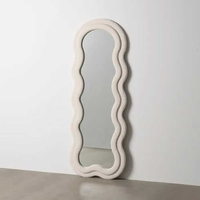 Miroir Dore Ondule Tissu boucle blanc 2
