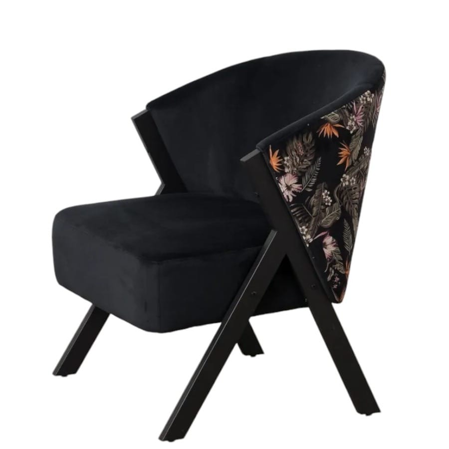 fauteuil pompadour-majdeltier-velours noir-fleurs Fauteuil Pompadour