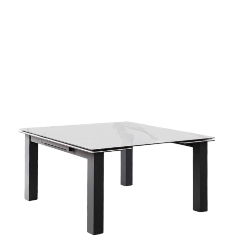 table-carree-extensible-ceramique-design-avec-pieds-carrés-metal-lorenzo-marbre blanc-majdeltier-7 Table Carrée Extensible En Céramique Lorenzo
