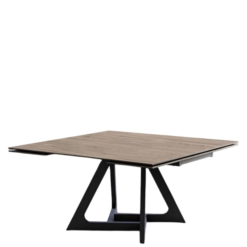 table-carree-extensible-ceramique-design-avec-pieds-central-metal-joana-effet bois-majdeltier-3 Table Carrée Extensible En Céramique Joana