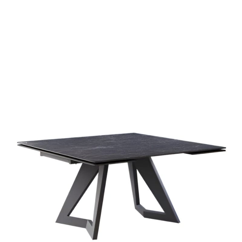 table-carree-extensible-ceramique-design-avec-pieds-central-metal-victoria-marbre-anthracite-majdeltier-3 Table Carrée Extensible En Céramique Victoria