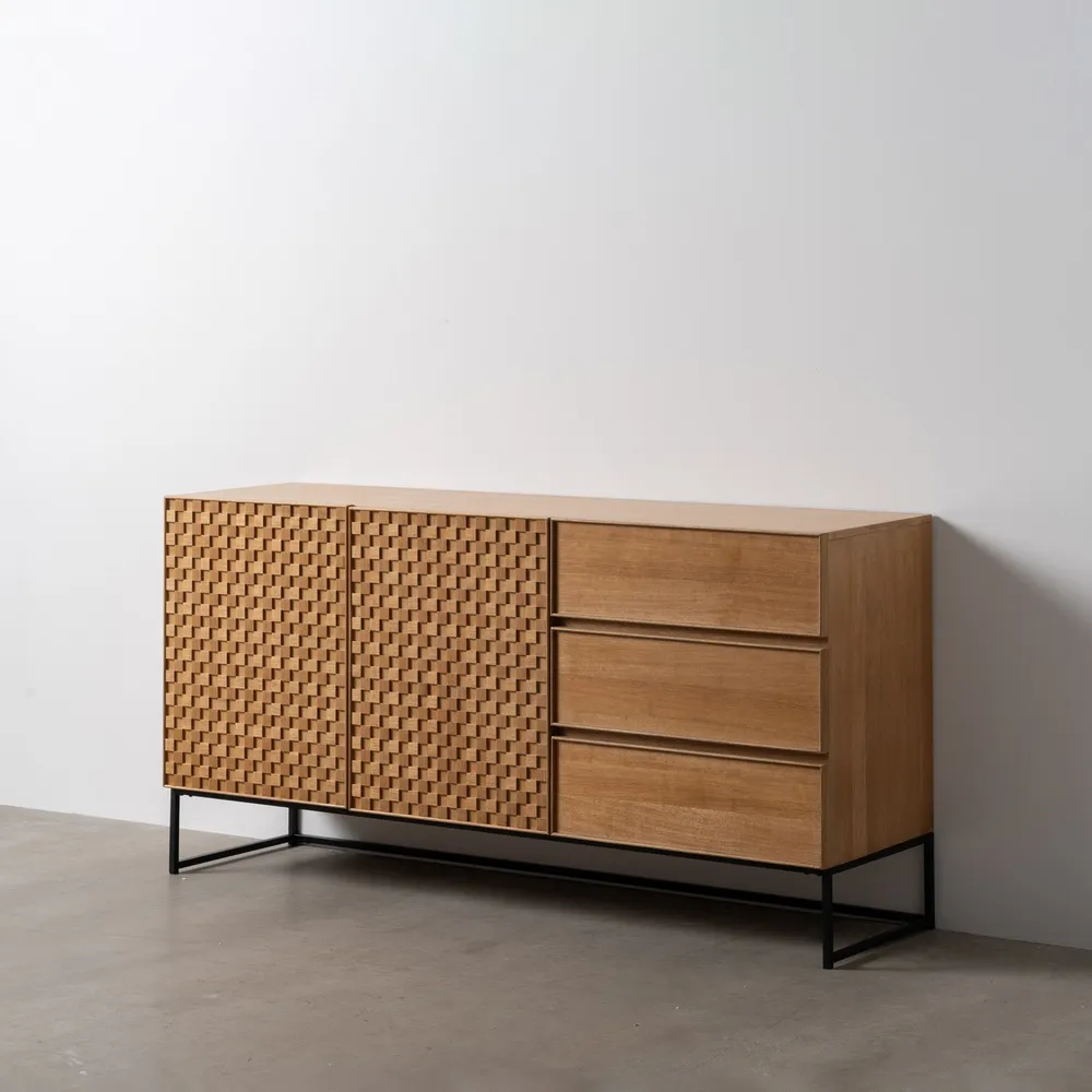 Buffet-Marigni-design-brutaliste-damier-tiroirs-160cm-majdeltier-frene-2 Buffet Marigni design brutaliste damier tiroirs 160cm majdeltier frene 2