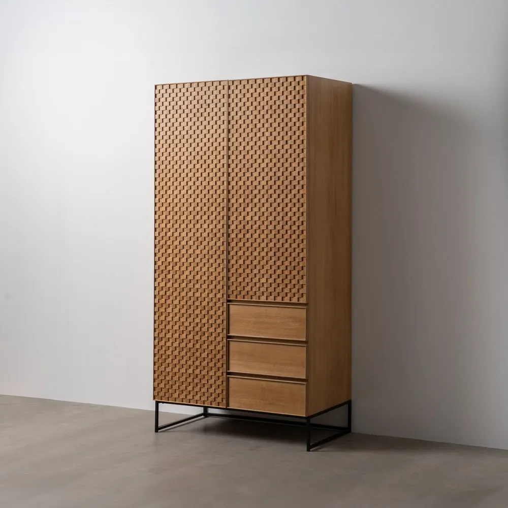 buffet armoire marigni frene facade damier design brutaliste majdeltier 2