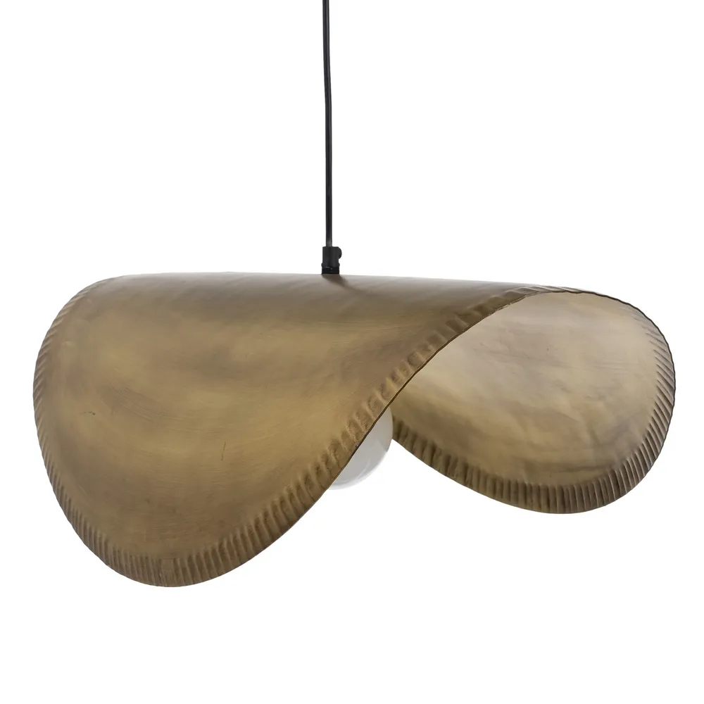 Suspension-Originale-Moderne-En-Métal-Doré-Patiné-majdeltier-courbé-5 Suspension Originale Moderne En Metal Dore Patine majdeltier courbe 5