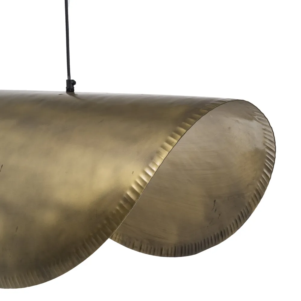 Suspension-Originale-Moderne-En-Métal-Doré-Patiné-majdeltier-courbé Suspension Originale Moderne En Metal Dore Patine majdeltier courbe