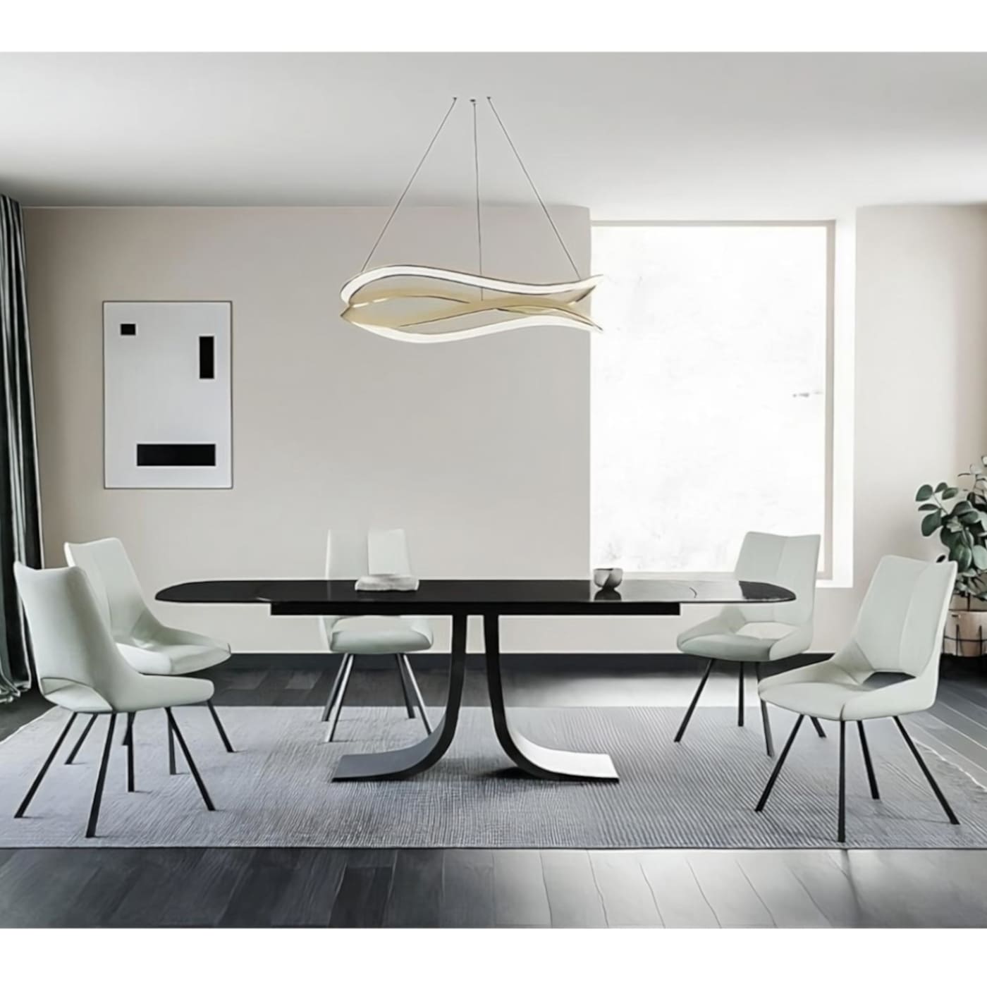 Table-Vogue-Verre-trempé-waterglass-extensible-verre-noir-effet-martelé-design-contemporain-reflets-4 table extensible- salle à manger