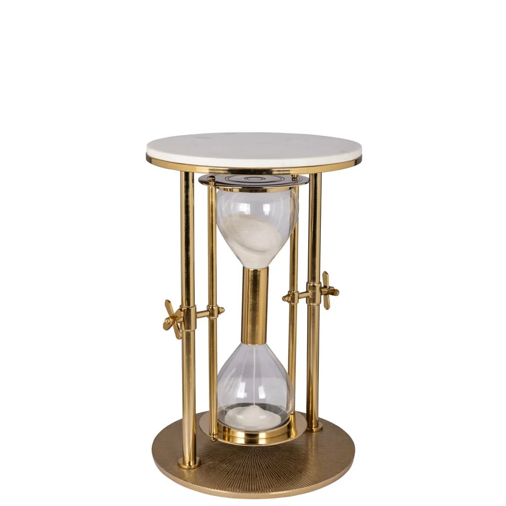 Table-d'Appoint-Sablier-Tempus-marbre-blanc Table d'Appoint Sablier Tempus : Un Bijou d'Élégance et de Design