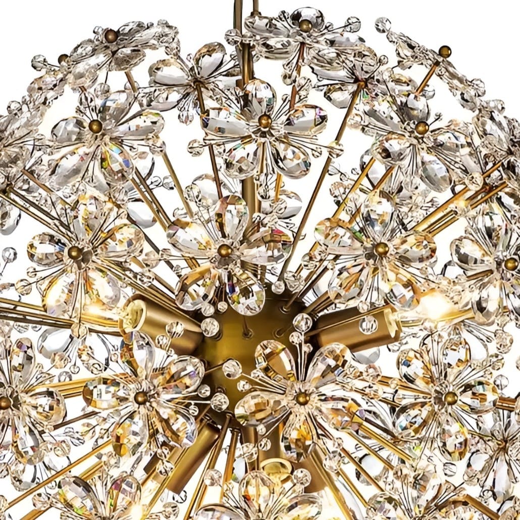 lustre cyntha fleur cristal facettes rond iconique dore bronze majdeltier 1