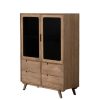 Buffet Armoire Bardy vitre majdeltier buffet vitrine bois naturel noir 1