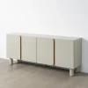 Buffet yoko-gris-taupe-4portes-majdeltier-2 Buffet Yoko 180 cm gris taupe, 4 portes. Design arrondi, teinte douce