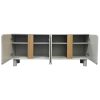 Buffet yoko-gris-taupe-4portes-majdeltier-4 Buffet Yoko 180 cm gris taupe, 4 portes. Design arrondi, teinte douce
