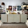 Buffet yoko-gris-taupe-4portes-majdeltier-5 Buffet Yoko 180 cm gris taupe, 4 portes. Design arrondi, teinte douce