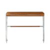 Console-Trocadero-106 cm-bois-noyer-et-inox-hevea-cuir-4 Console trocadero bois noyer et inox 106 cm avec tiroirs discrets. Une pièce compacte et élégante pour structurer votre entrée avec style.