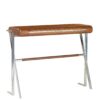 Console-Trocadero-106 cm-bois-noyer-et-inox-hevea-cuir-5 Console trocadero 106 cm bois noyer et inox poli avec tiroirs discrets. Une pièce compacte et élégante pour structurer votre entrée avec style.