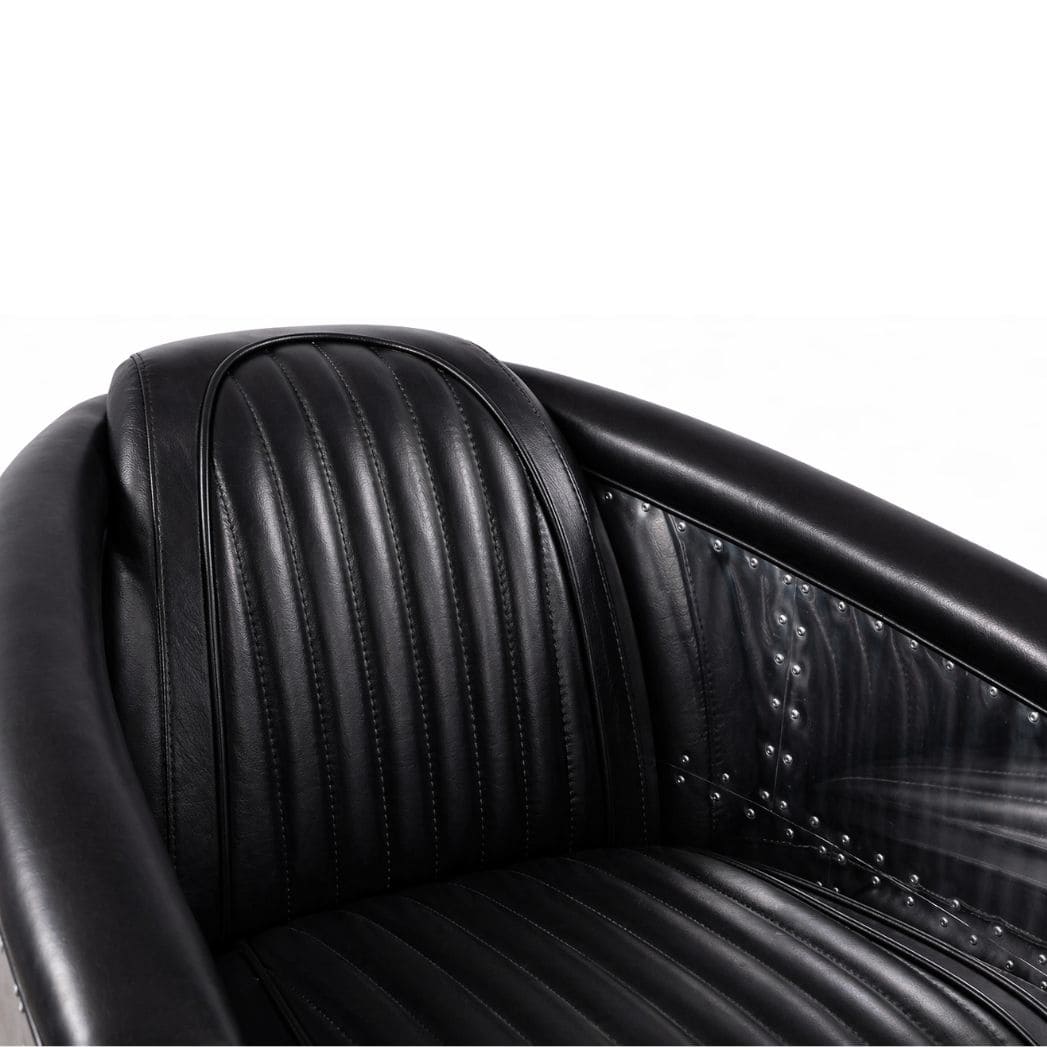 Fauteuil-Club-DC3-Cuir-Noir-majdeltier-aviateur-aluminium-poli-2 Fauteuil Club DC3 Cuir style aviateur, aluminium poli