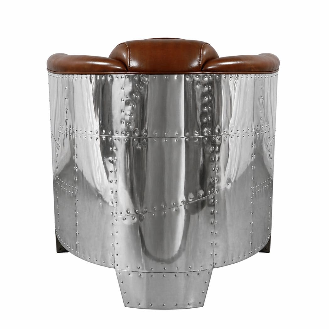 Fauteuil-Club-DC3-Cuir-marron-majdeltier-aviateur-aluminium-poli-3 Fauteuil Club DC3 Cuir marron style aviateur