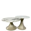 Set de 2 Tables Basses Rondes en Céramique Marbre Blanc Set de 2 Tables Basses Rondes en Céramique Marbre Blanc