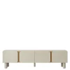 Meuble Tv -Yoko- bois clair-couleur taupe-majdeltier-4 Meuble Tv Yoko 180 cm taupe, 4 portes. Design arrondi, teinte douce